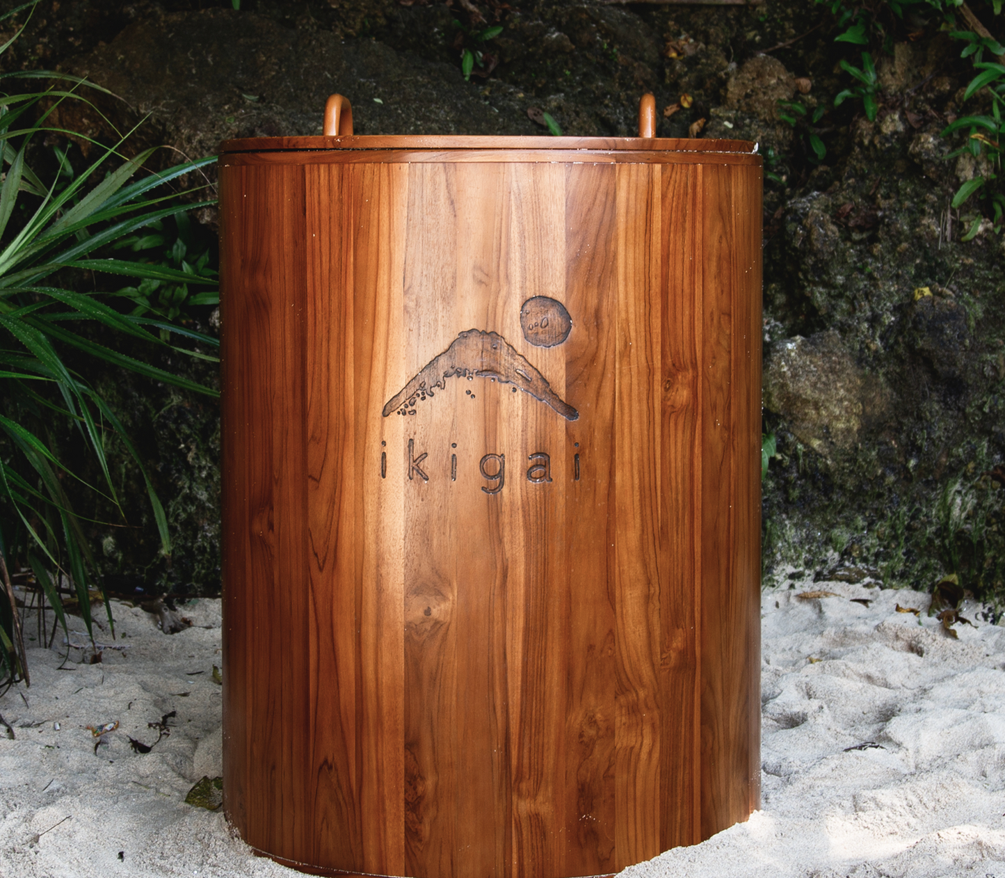 IKIGAI premium teak cold plunge for home wellness space, designed for cold water immersion and wellness recovery.